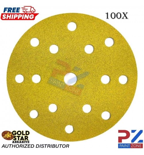 Goldstar Abrasive Sanding Discs - 15 Hole 150mm 6” Box of (100) - Hook & Loop